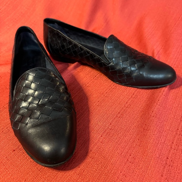 Sesto Meucci Black‎ Woven Leather Loafers Made in Italy Women’s Size 8.5 EUC